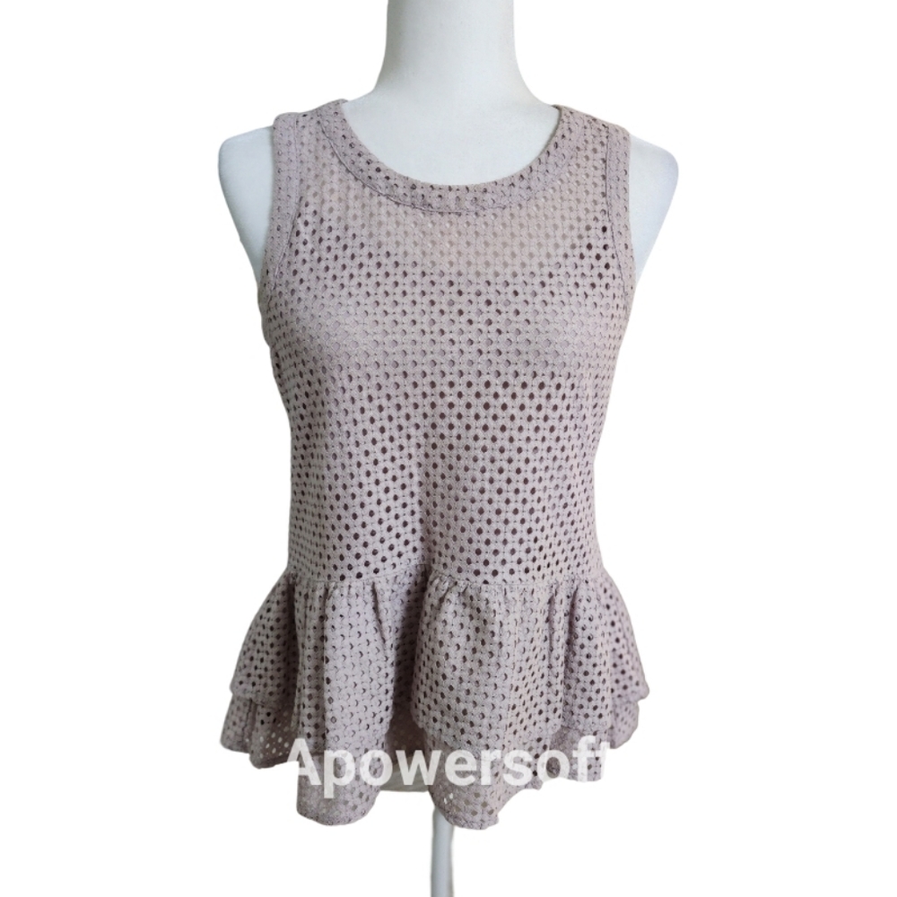 A.N.A. Lilac Peplum Dot Knit Tank Top Sz XS